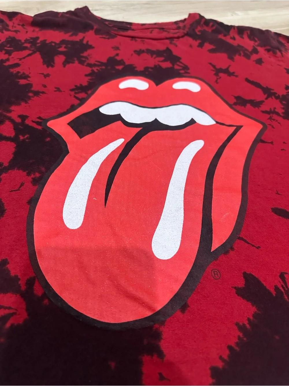 Rolling Stones Tongue Logo T Shirt Women’s Small Red Black Tie Dye band tee